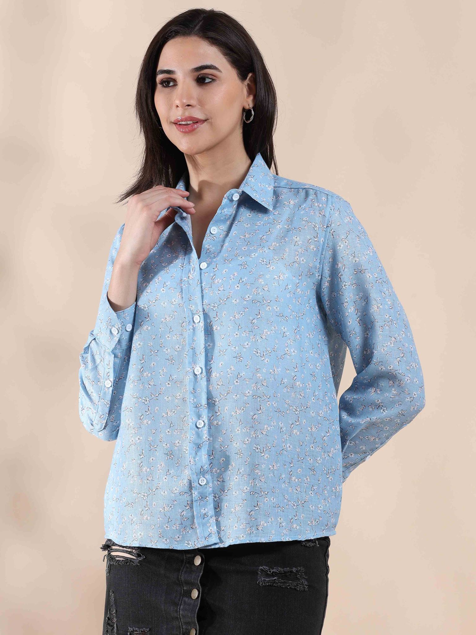 Serene Sky Summer Cotton Shirt