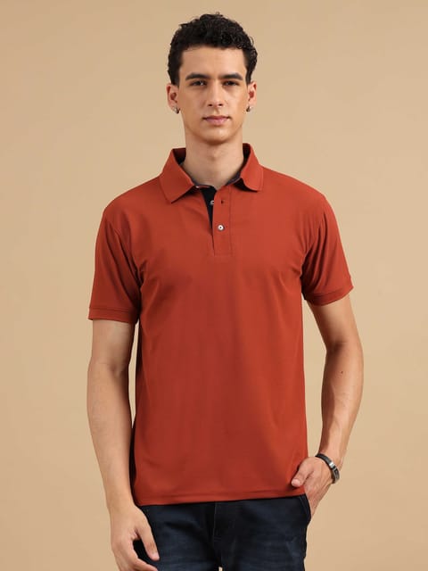 Plus Size Brick Red Men's Polo T-shirt