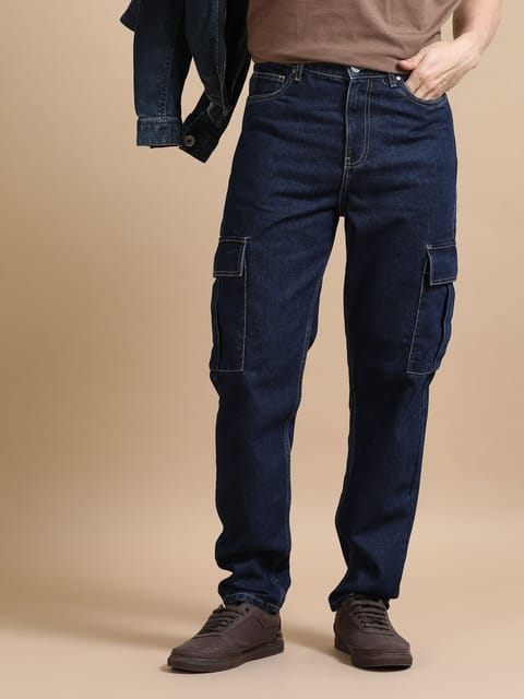 Navy Blue Utility Denim Cargo