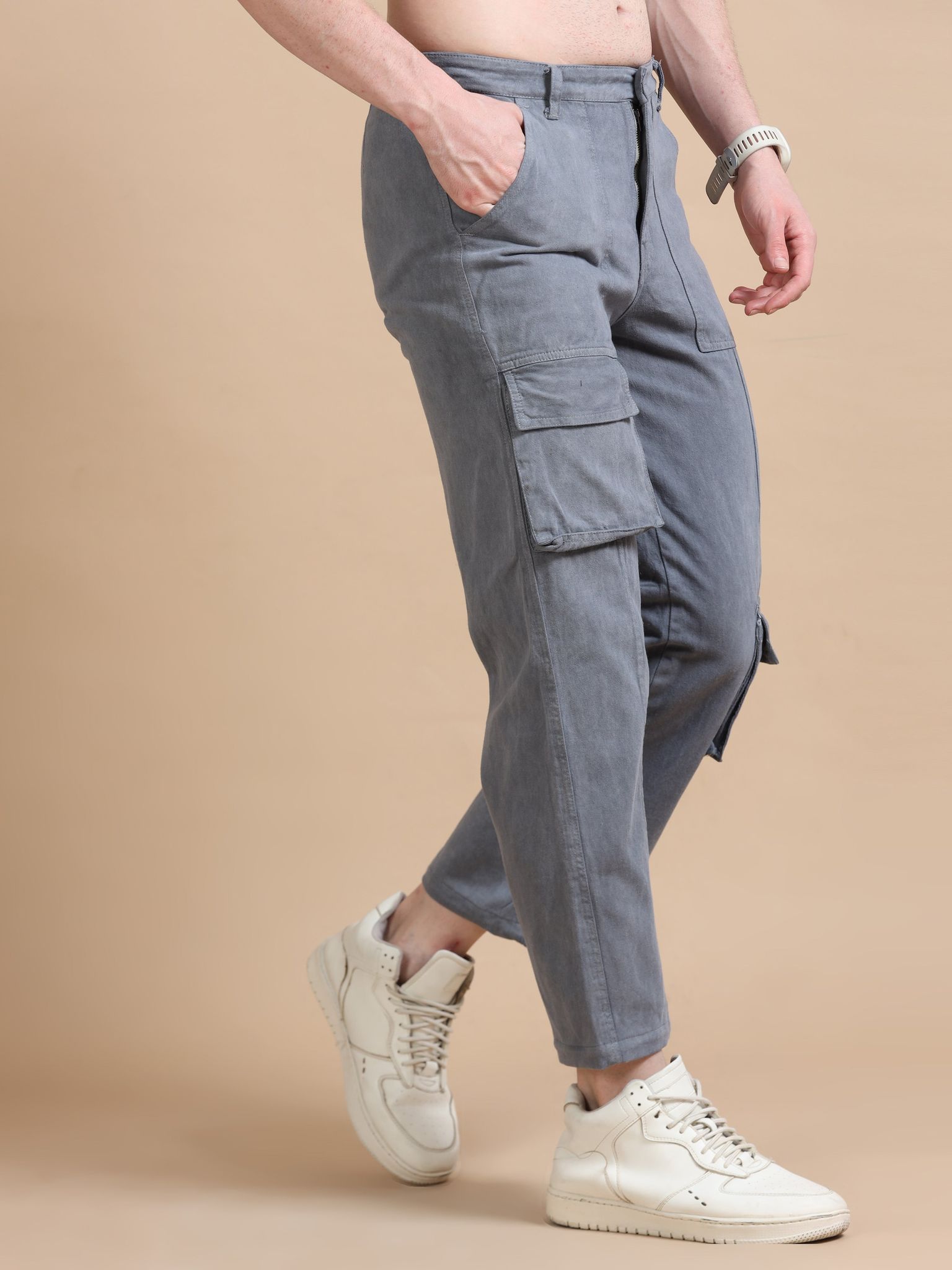 Grey Utility Denim Cargo