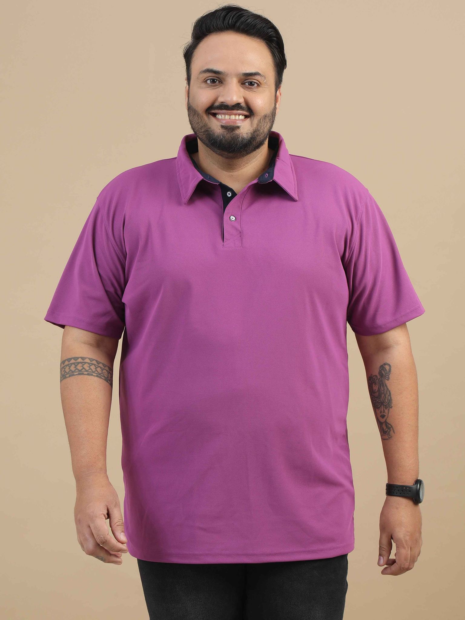 Plus Size Light Plum Men's Polo T-shirt