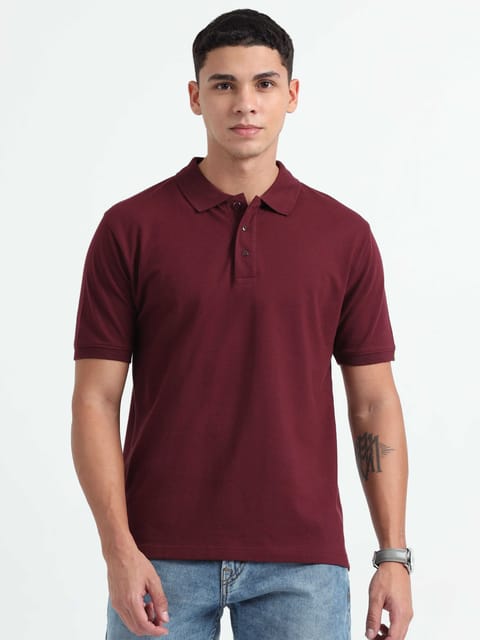 Caslay Organic Cotton - Maroon Polo T-Shirt