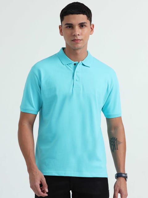 Caslay Organic Cotton - Curacao Blue Polo T-Shirt