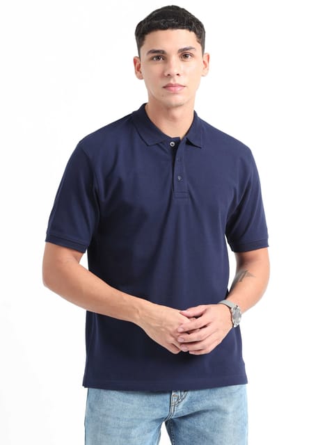 Caslay Organic Cotton - Navy Blue Polo T-Shirt