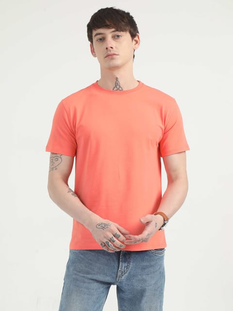 Caslay Organic - Coral Crew Neck Solid T-Shirt