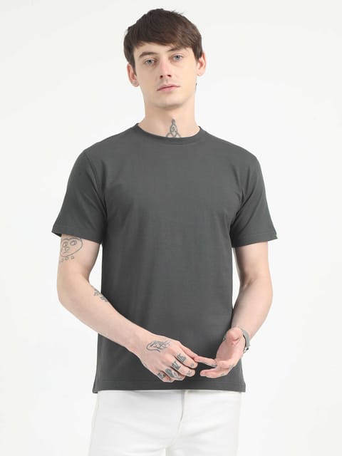 Caslay Organic - Carbon Grey Crew Neck Solid T-Shirt