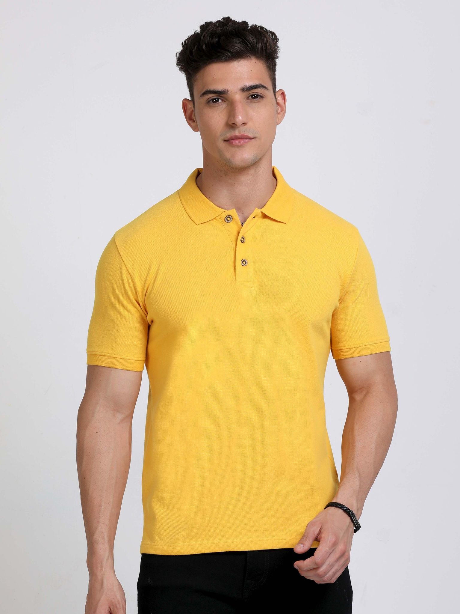 Sustainable Polo T-shirt - Mustard Yellow