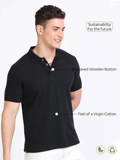 Sustainable Polo T-shirt - Black