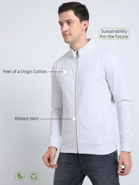 Sustainable Highneck  Zipper Jacket - White