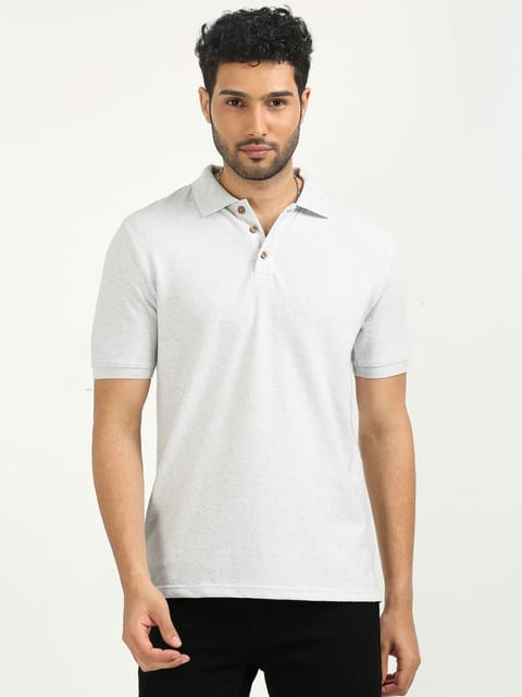 Sustainable Polo T-shirt - White Melange