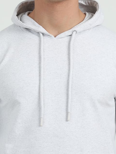 Sustainable White Melange Hoodie