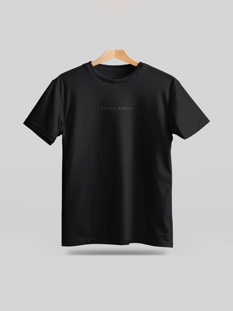 Caslay Sustainable - Sustainable - Black Crew Neck Printed T-Shirt