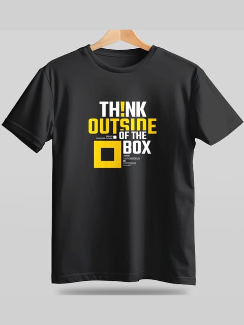 Caslay Sustainable - Think Outside Of The Box - Black Crew Neck Printed T-Shirt