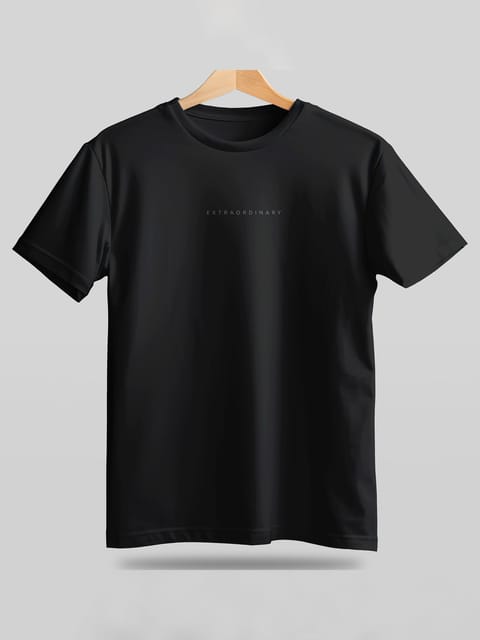 Caslay Sustainable - Extraordinory - Black Crew Neck Printed T-Shirt