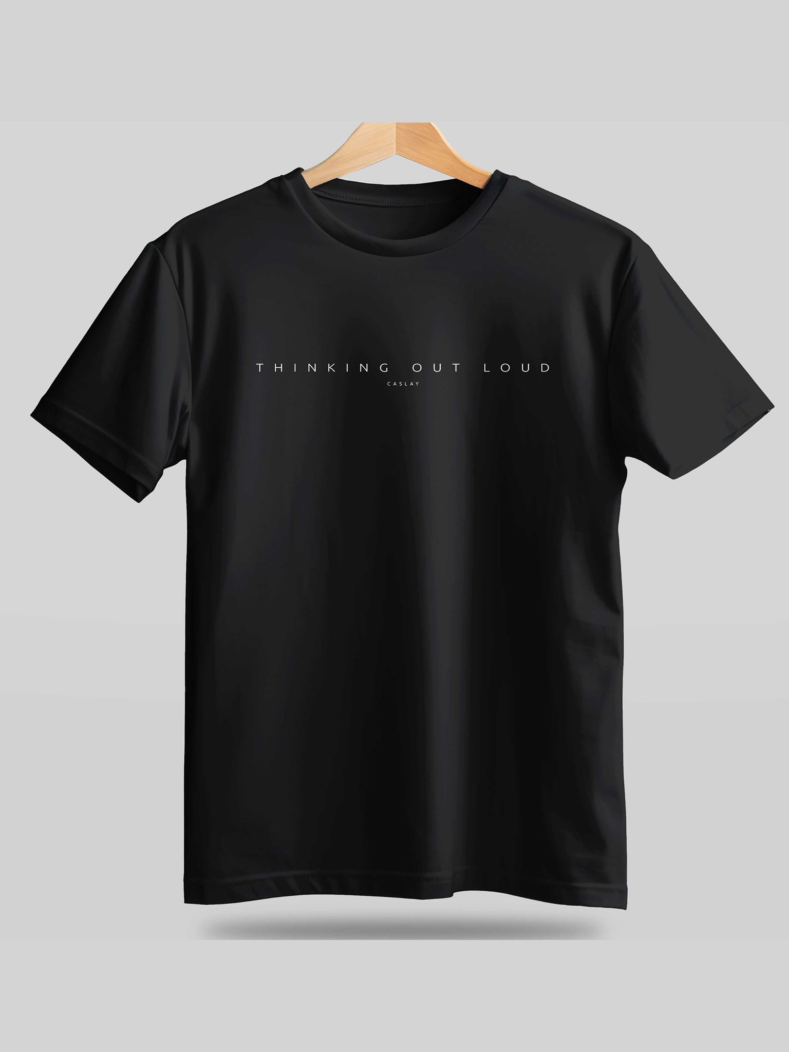 Caslay Sustainable - Thinking Out Loud Black  Crew Neck Printed T-Shirt