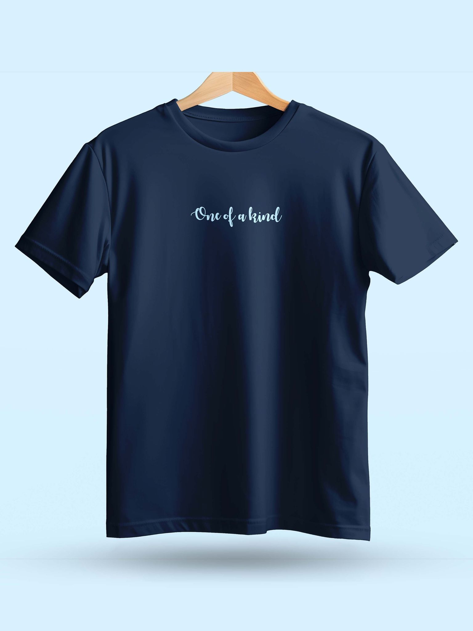 Caslay Sustainable - One Of A Kind - Navy Blue Crew Neck Printed T-Shirt