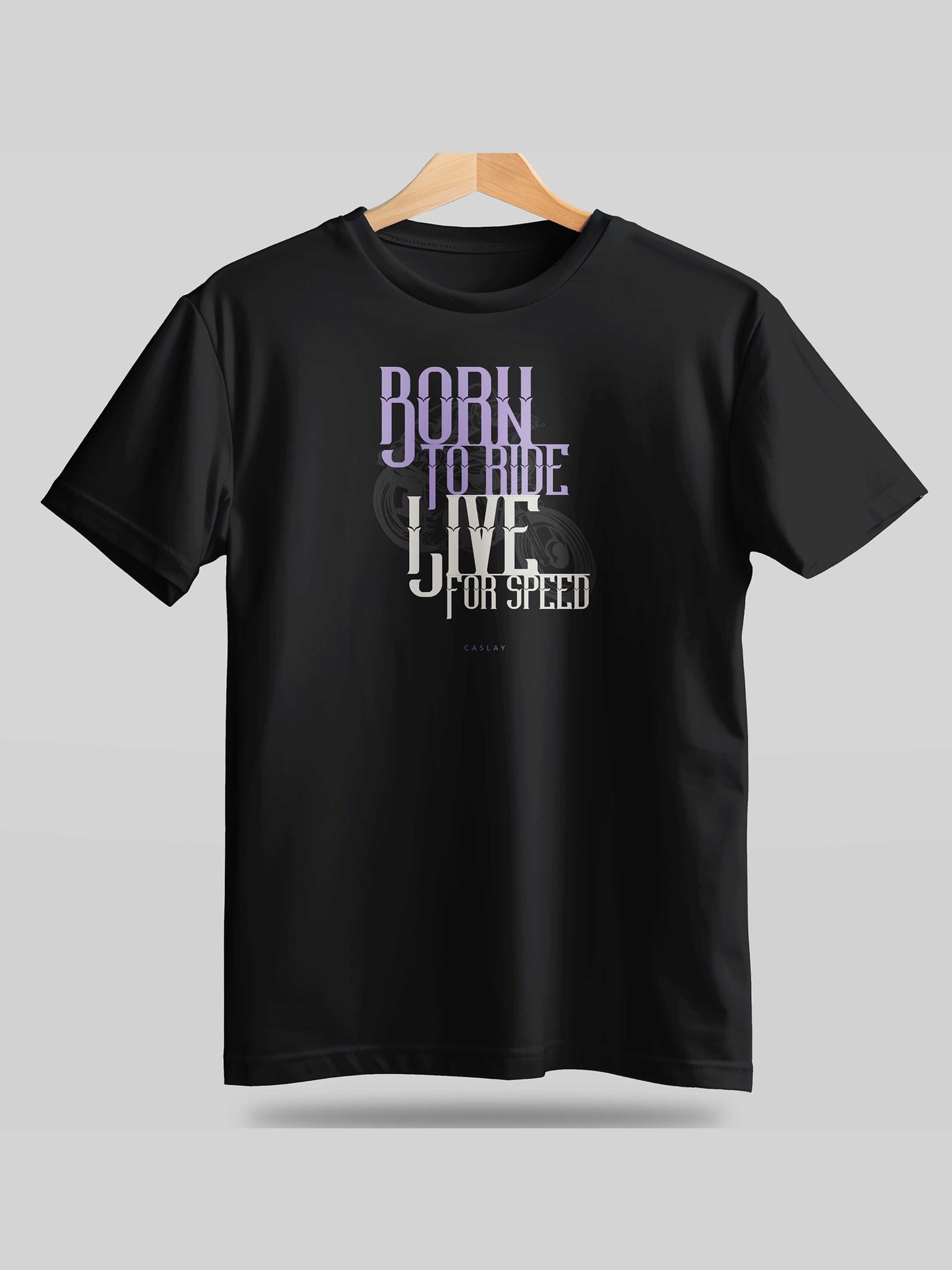 Caslay Sustainable - Born to Ride Black  Crew Neck Printed T-Shirt