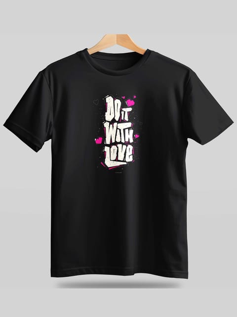 Caslay Sustainable - Do it With Love  Black  Crew Neck Printed T-Shirt