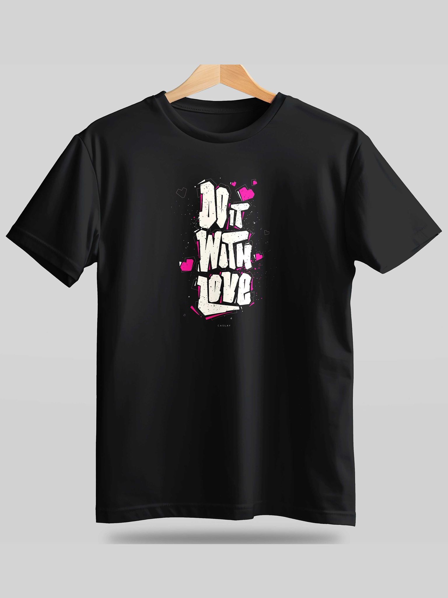 Caslay Sustainable - Do it With Love  Black  Crew Neck Printed T-Shirt