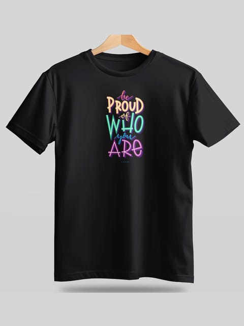 Caslay Sustainable - Be Proud of who you are Black Crew Neck Printed T-Shirt