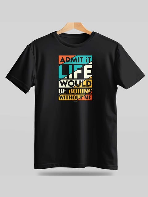 Caslay Sustainable - Admit it Black Crew Neck Printed T-Shirt