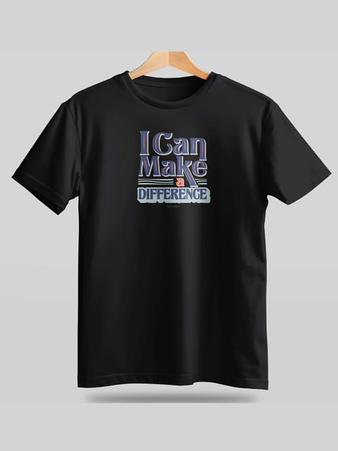 Caslay Sustainable - Make Difference Black  Crew Neck Printed T-Shirt