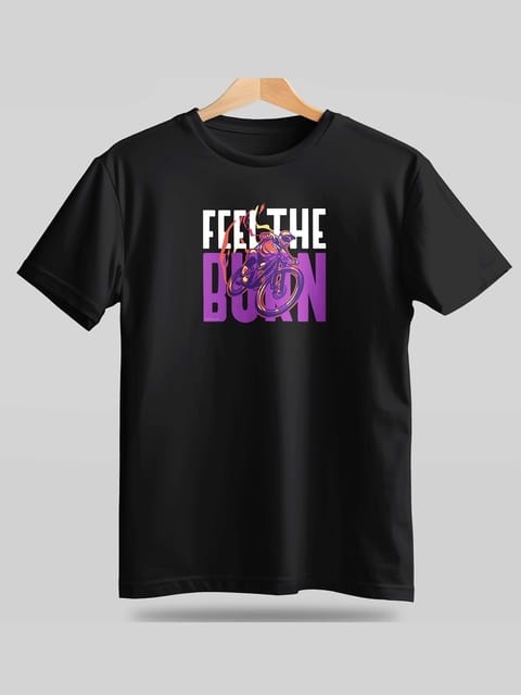 Caslay Sustainable - Feel The Burn Black Crew Neck Printed T-Shirt