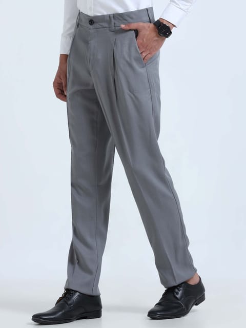 Men Bon Voyage Pleat Pant-Lt Grey