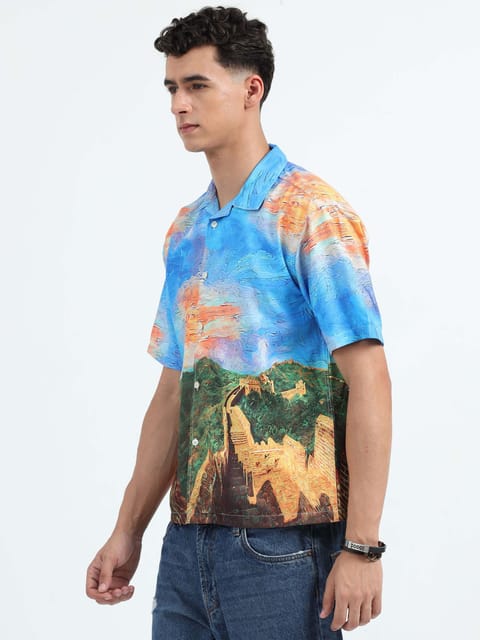 Men Great Wall of China Oversized Shirts-Great Wall of China