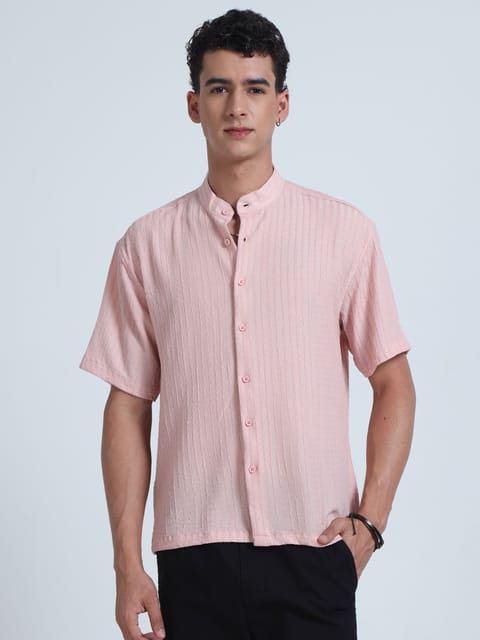 Men Summer Floruit Shirts-Pink