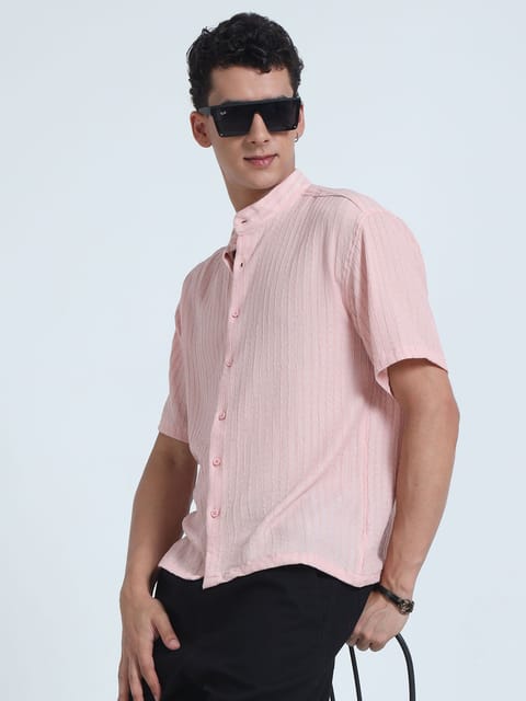 Men Summer Floruit Shirts-Pink