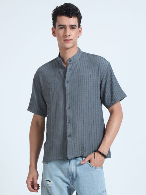 Men Summer Floruit Shirts-Grey