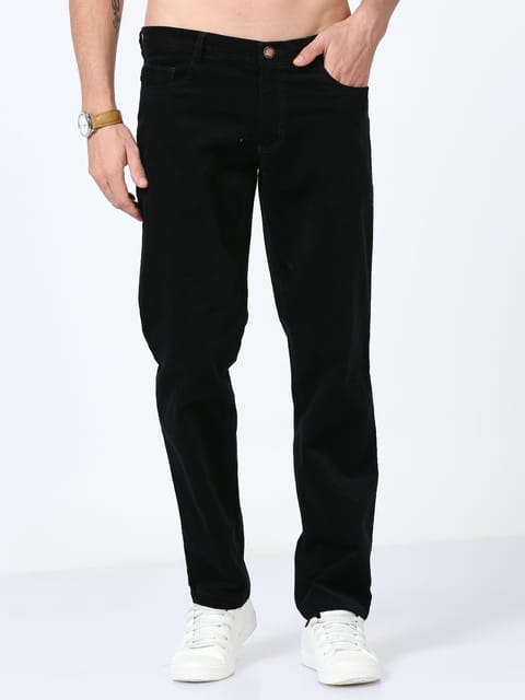 Men Corduroy Trousers-Black