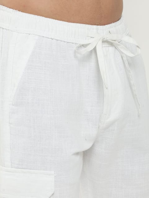 Men Lazy White Linen Pants