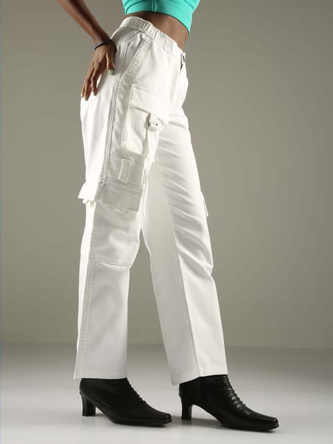 White Baggy Cargo Pants Womens