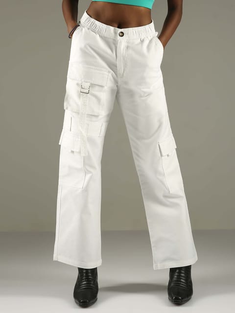 White Baggy Cargo Pants Womens