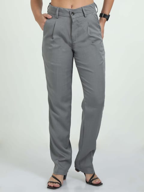 Women Bon Voyage Pleat Pant-Lt Grey