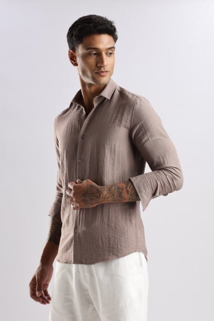 Men Lucas Look Linen Shirt-Lavender