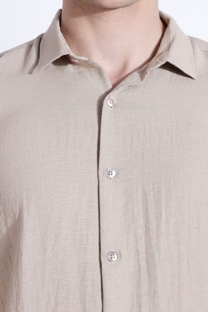 Men Lucas Look Linen Shirt-Fawn