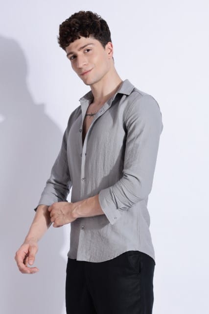 Men Lucas Look Linen Shirt-Grey