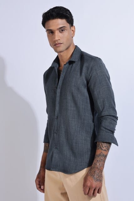 Men Air Like Linen Vintage Shirt-Grey