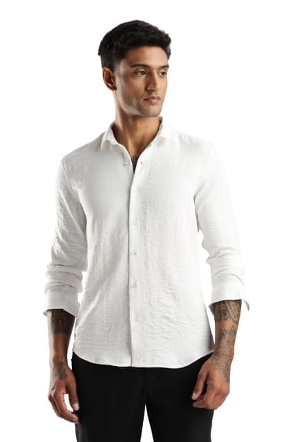 Men Air Linen Like Shirt-White