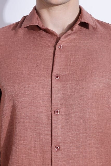 Men Air Linen Like Shirt-Pink