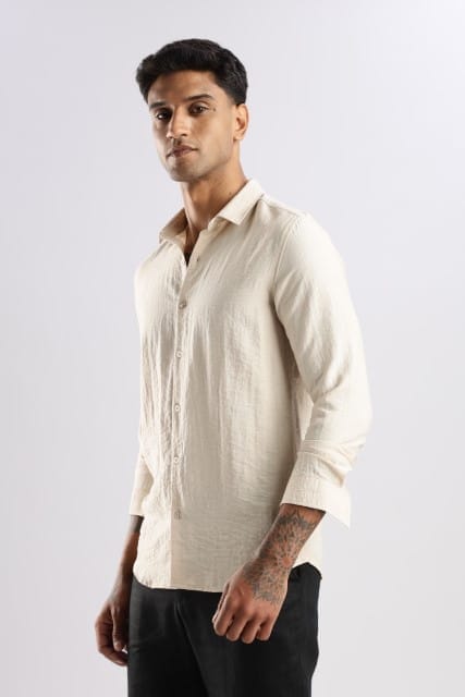 Men Lucas Look Linen Shirt-Cream