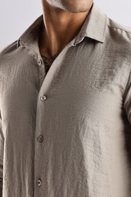 Men Lucas Look Linen Shirt-Fawn