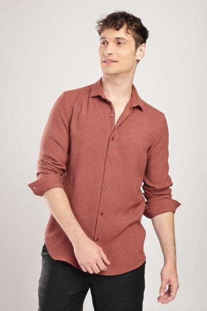 Men Textured Shirt-Rustic