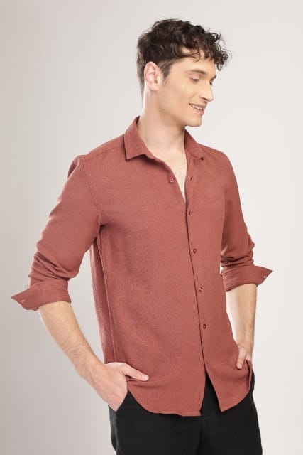 Men Textured Shirt-Rustic