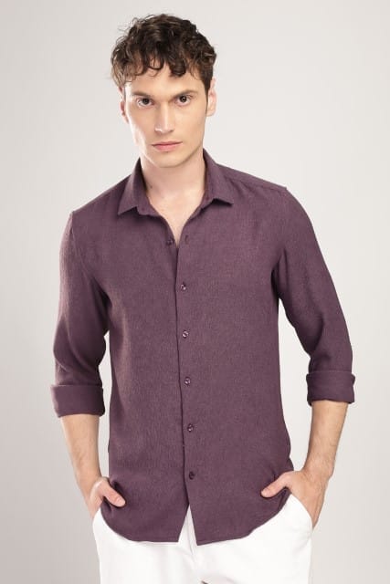 Men Textured Shirt-Lavender