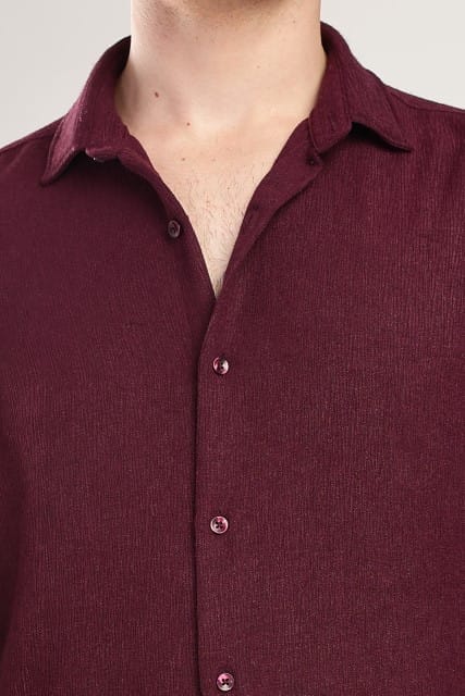 Men Textured Shirt-Maroon