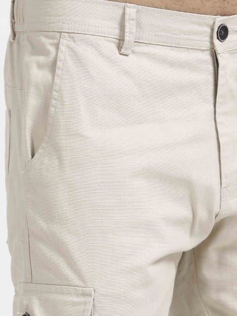 Men Lazy Linen Utility Cargo-Beige